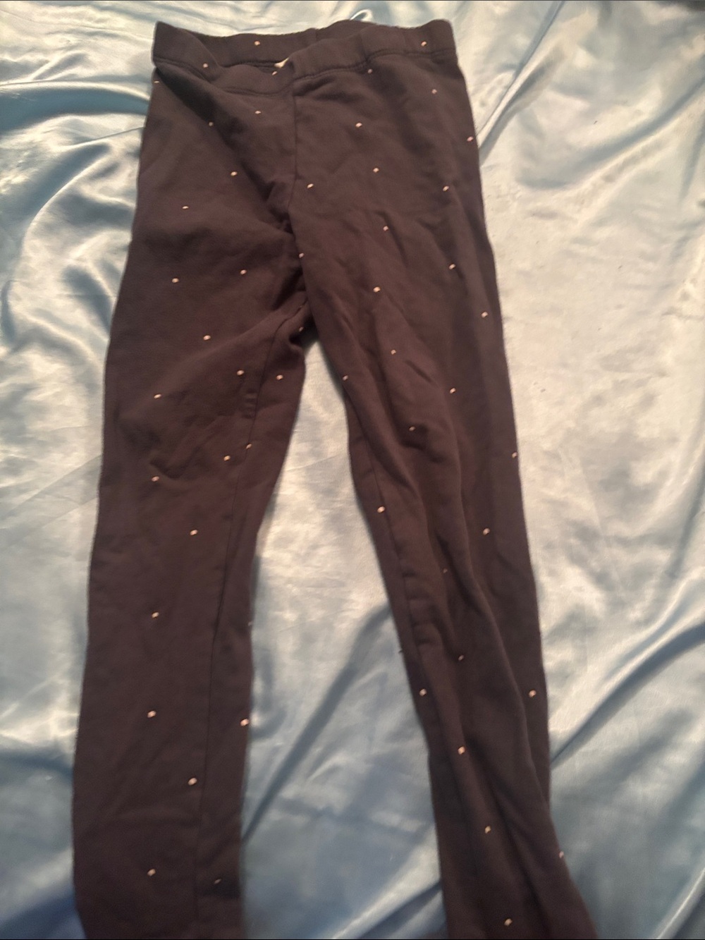 H&M kids Black Leggings with spotted with white dots US 7